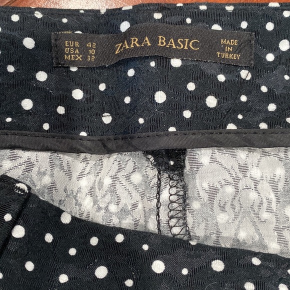 Zara black and white polka dot cropped pants size 10 - Picture 4 of 4